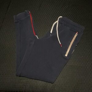 Lacoste Sport Sweatpants Mens Medium Blue Zip Pockets Side Stripe Joggers Track